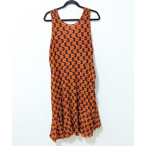 Cabi Flip Reversible Sleeveless Midi Dress Tiger Lily Orange Navy Blue 6370 XL - Picture 3 of 9